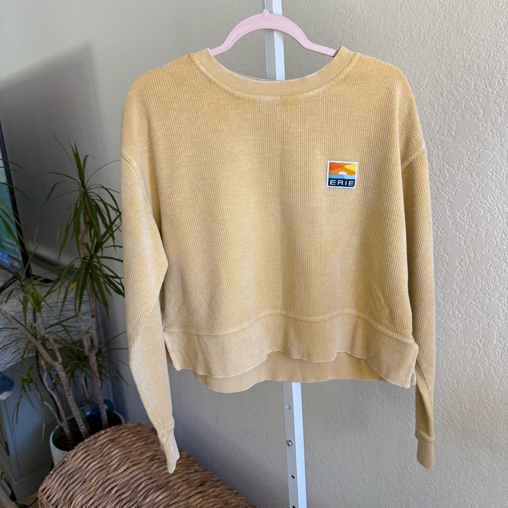 Charles River Apparel Mustard Yellow Cotton Corded Sweatshirt Size S